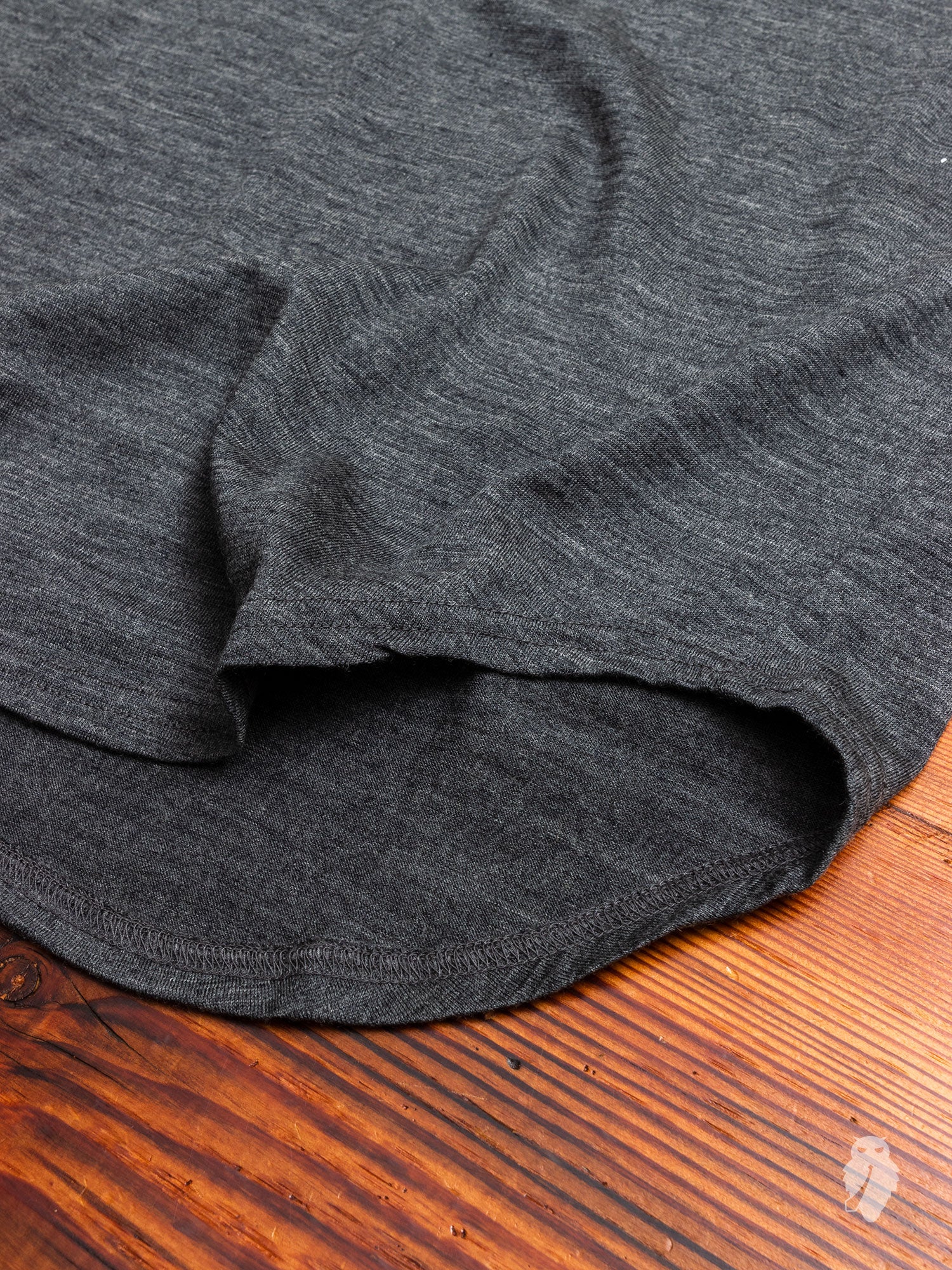 Wool Long Sleeve T-Shirt in Charcoal Melange - Image 5