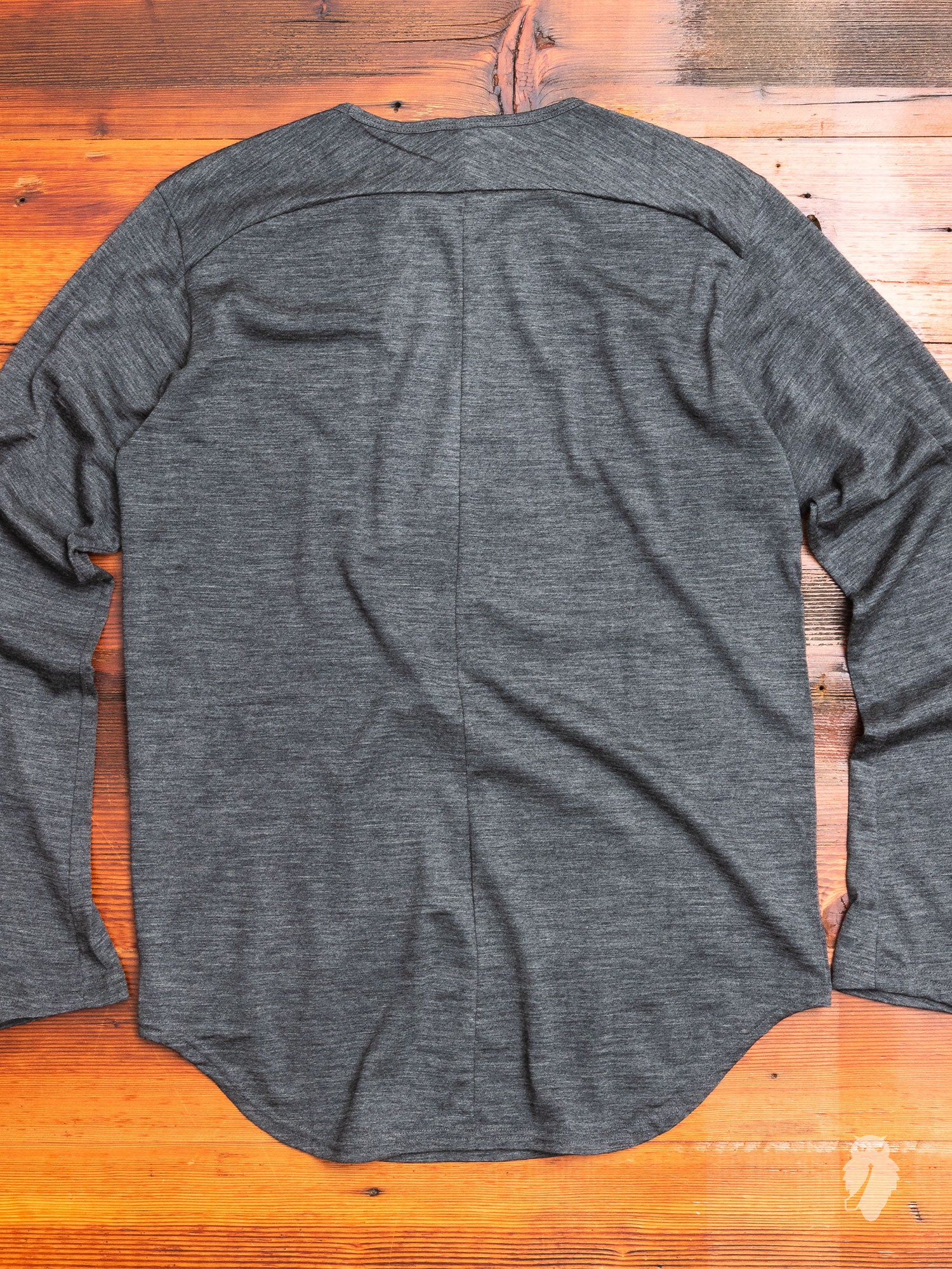 Wool Long Sleeve T-Shirt in Charcoal Melange - Image 6