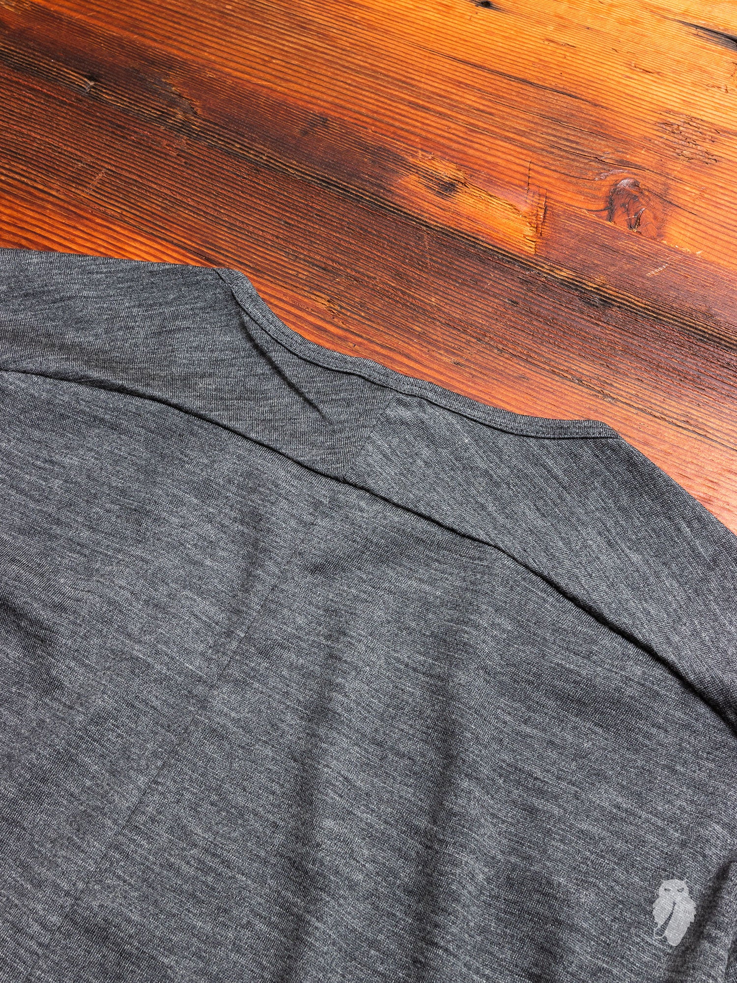 Wool Long Sleeve T-Shirt in Charcoal Melange - Image 7