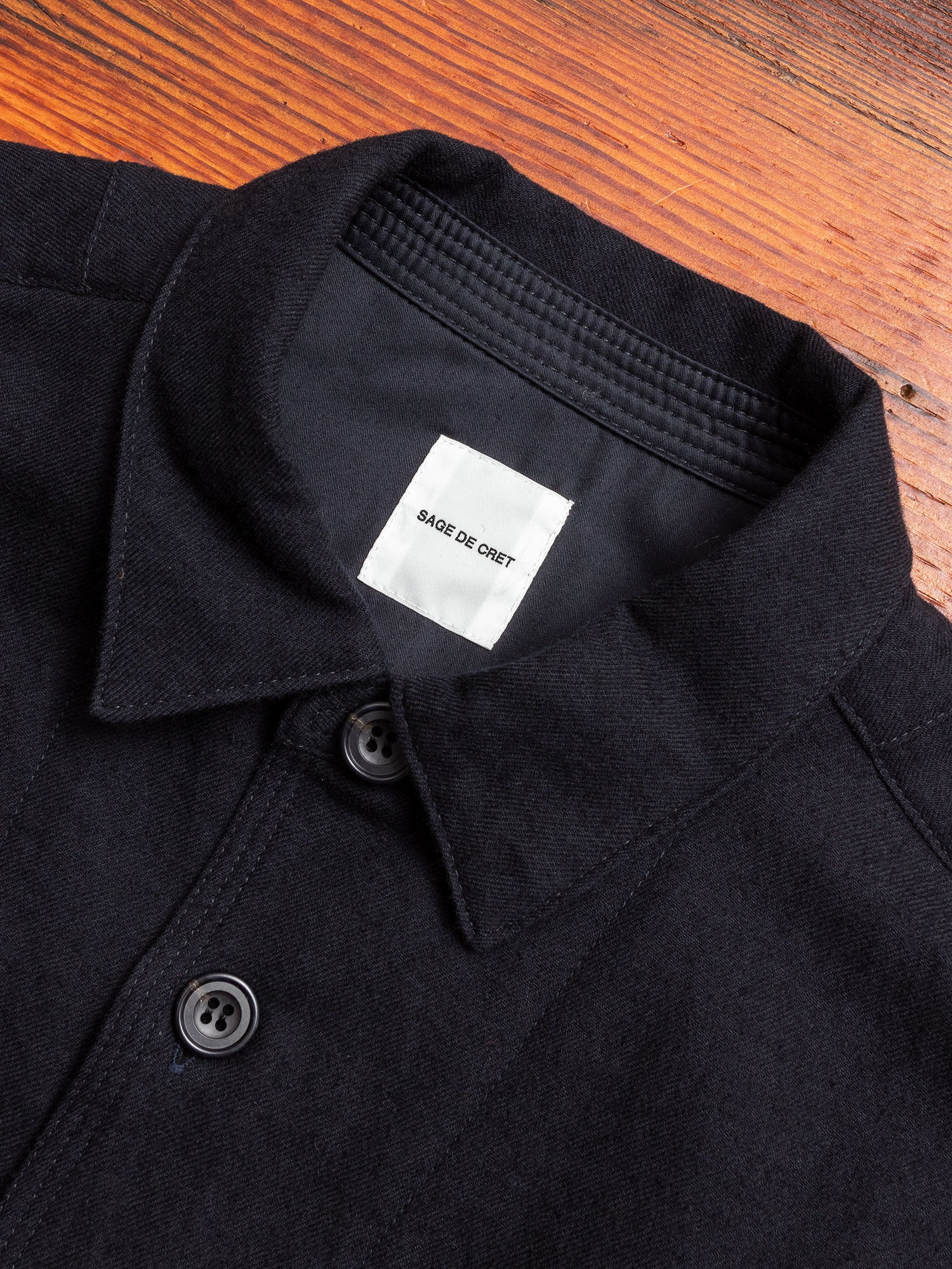 Wool Shirt Jacket in Dark Navy - Image 2