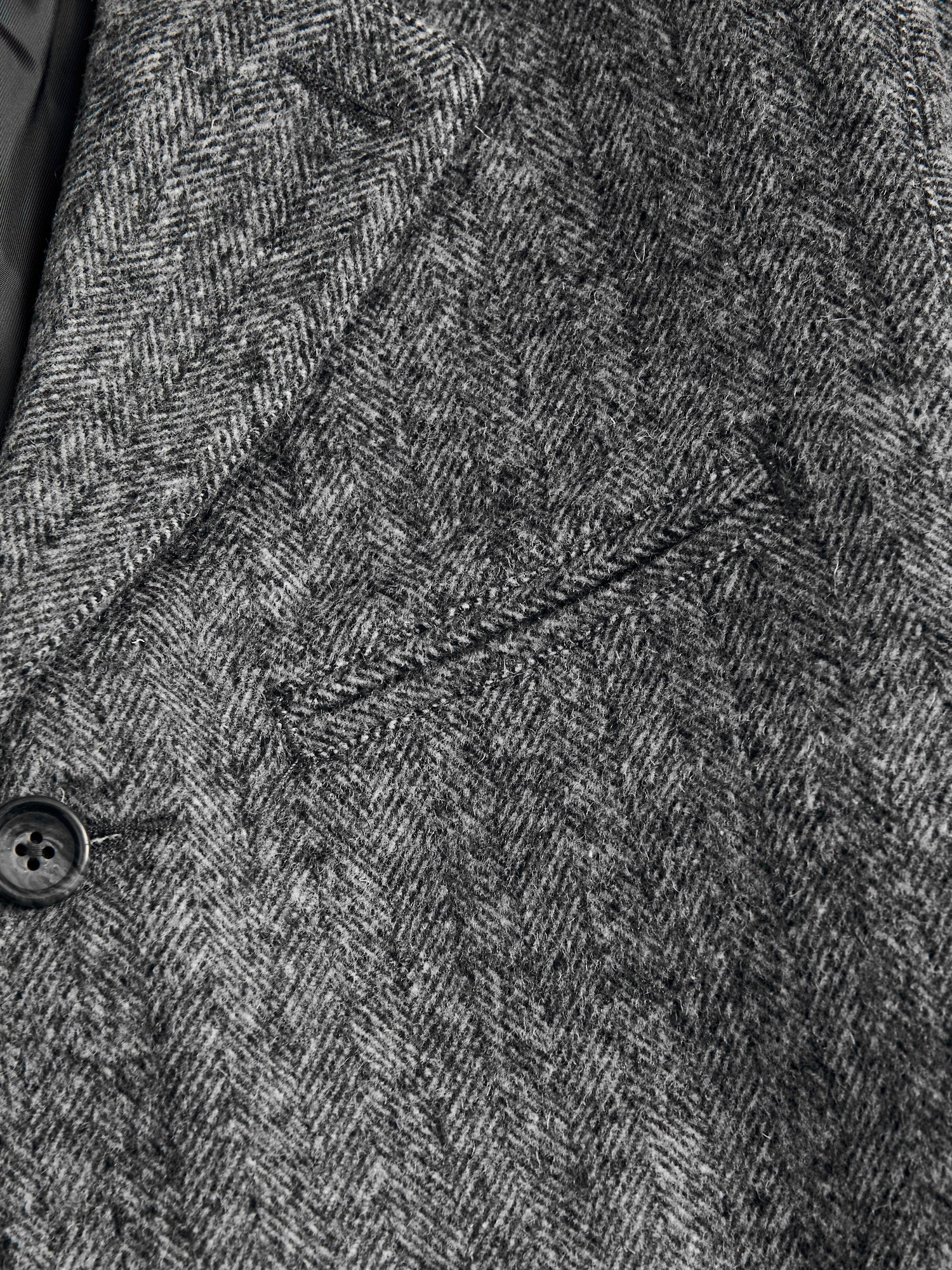 Wool Tailored Jacket in Black Herringbone - Image 4