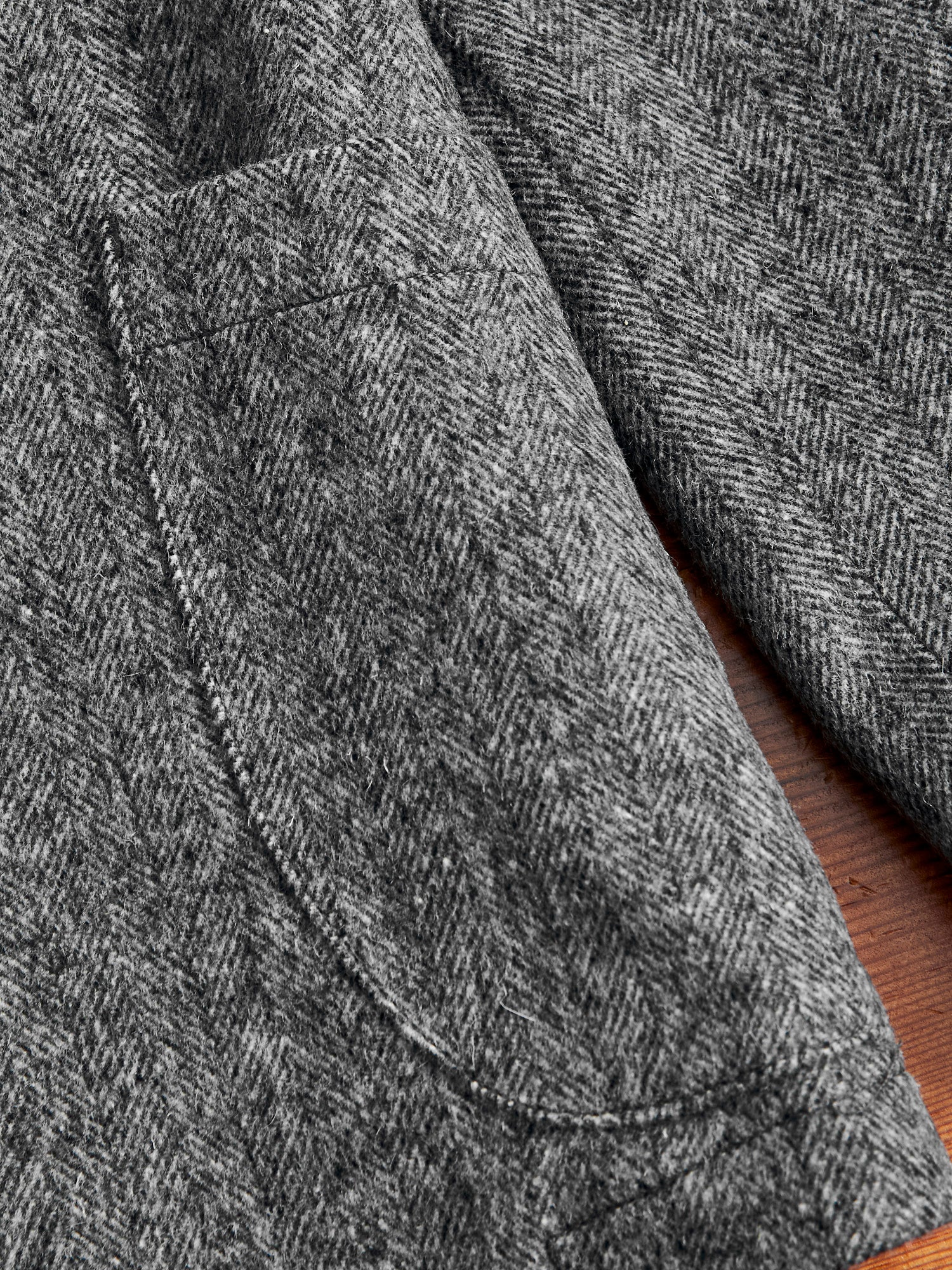 Wool Tailored Jacket in Black Herringbone - Image 6
