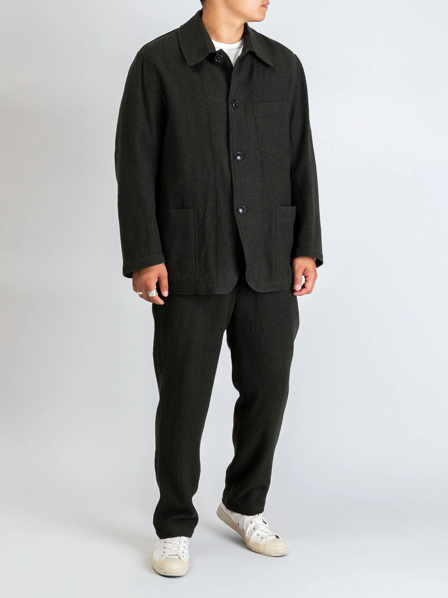 Wool Tapered Pants in Olive - Image 10
