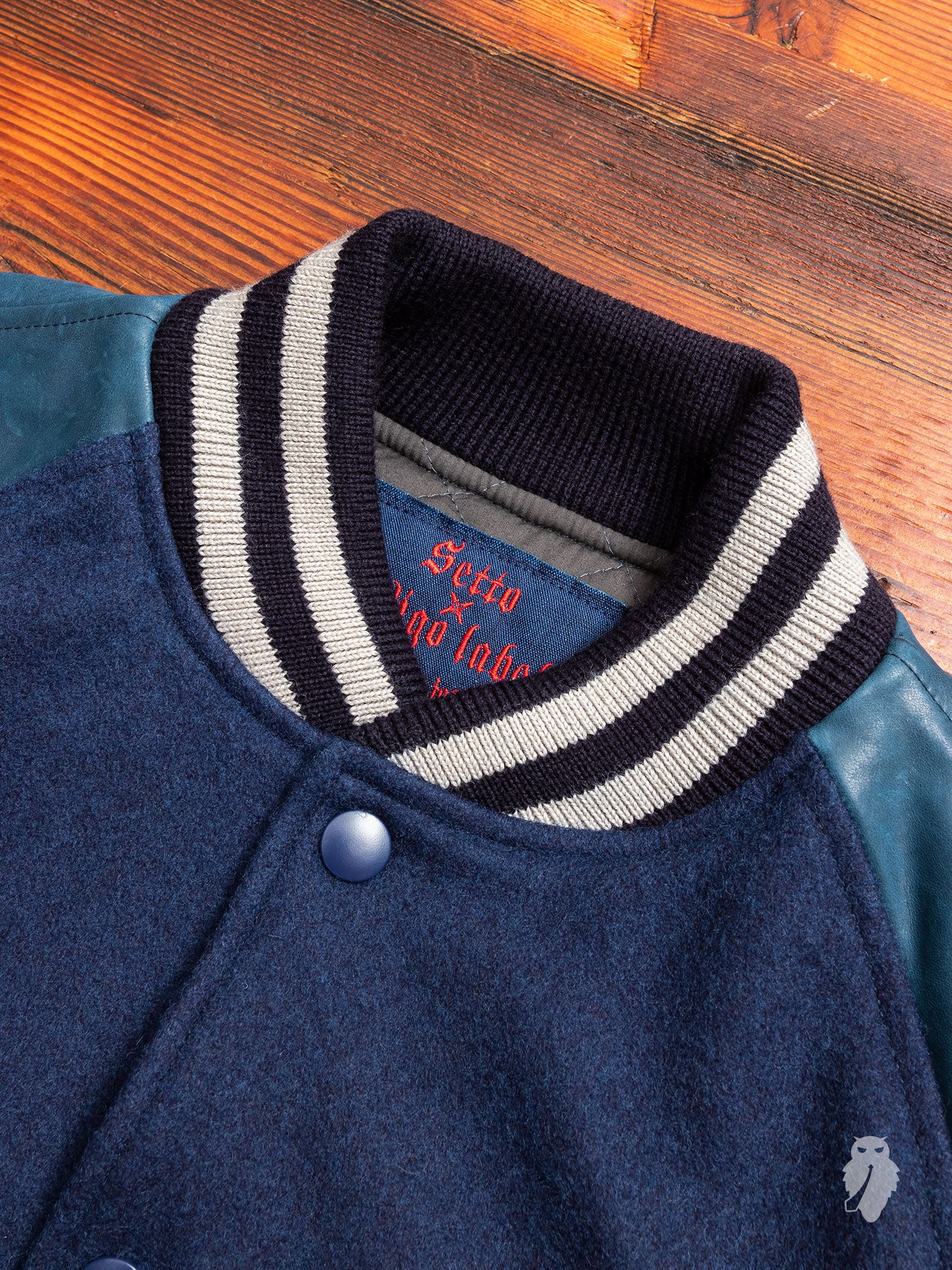 Wool Varsity Jacket in Indigo - Image 3