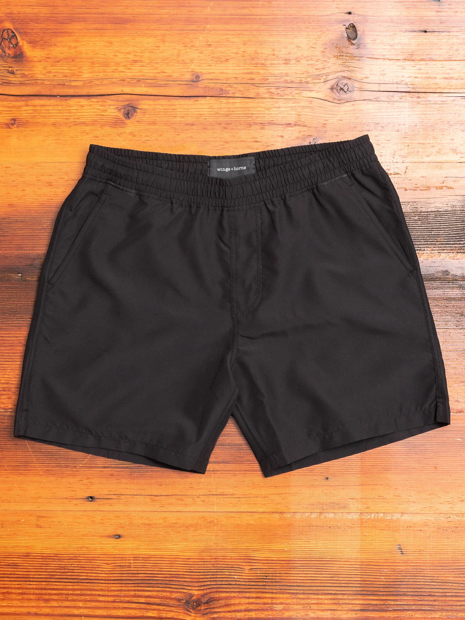 Woven Swim Shorts in Black