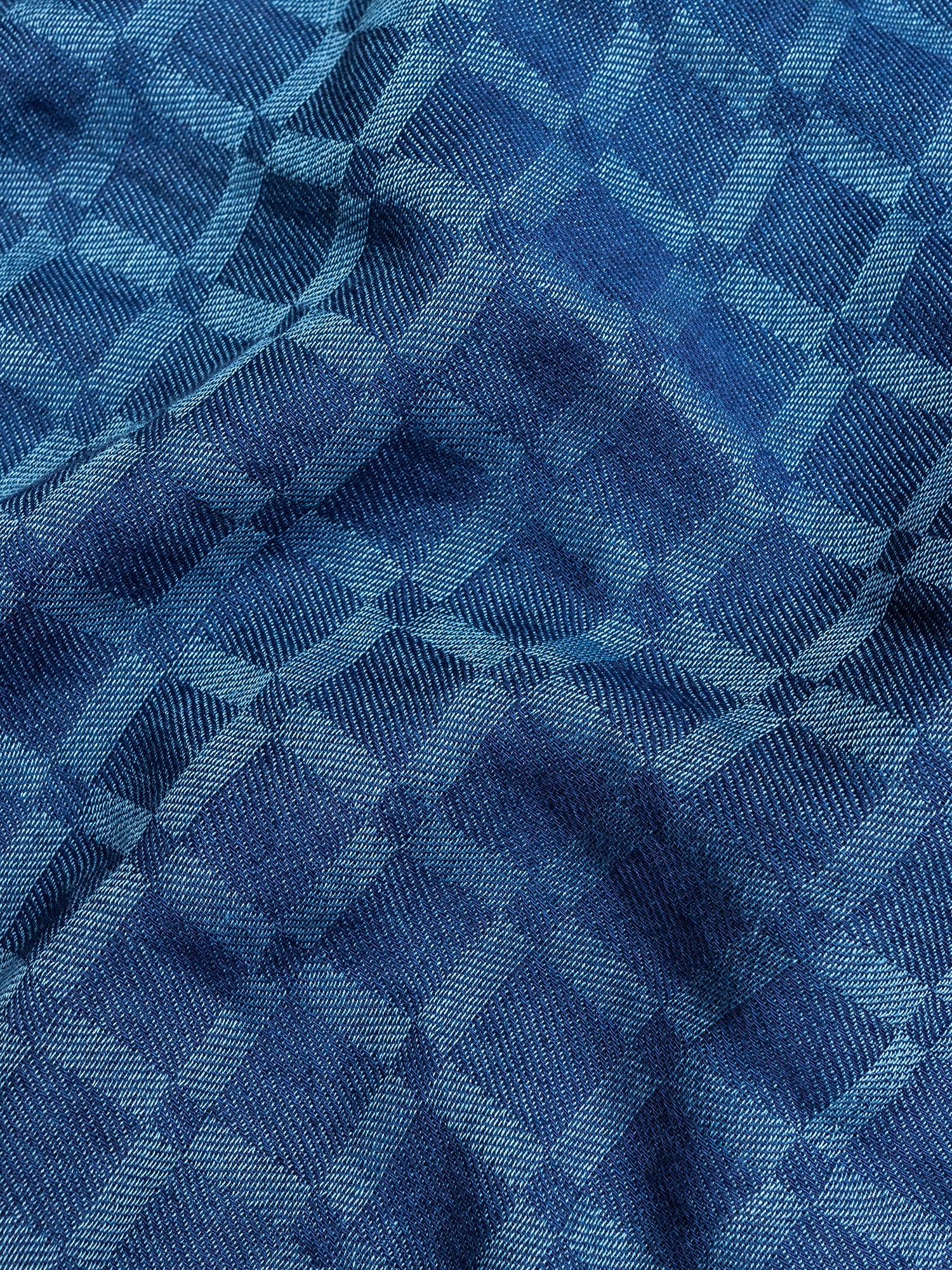 Yarn Dyed Check Scarf in Light Indigo - Image 2