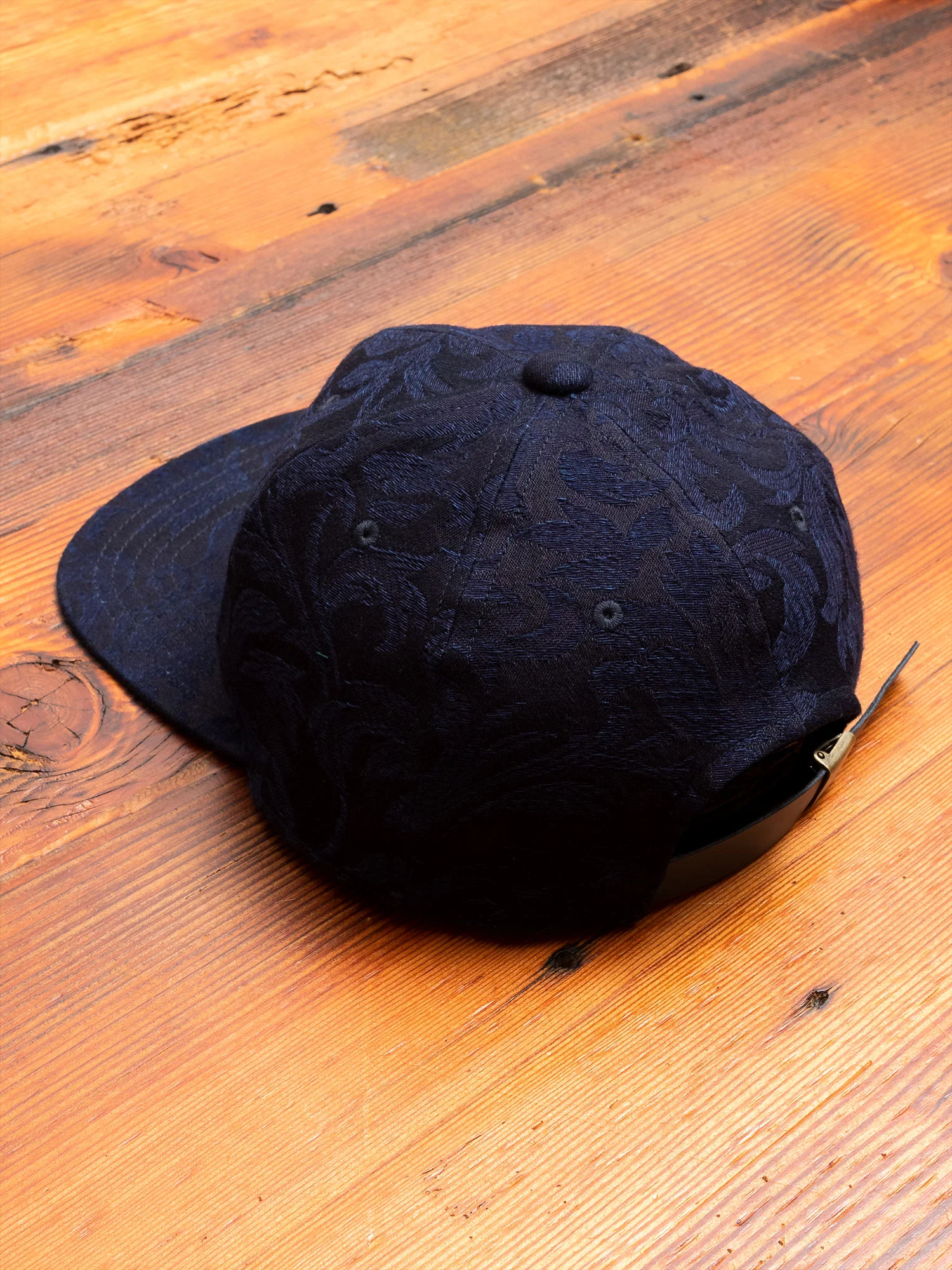 Yarn Dyed Plant Jacquard Baseball Cap in Indigo - Image 2