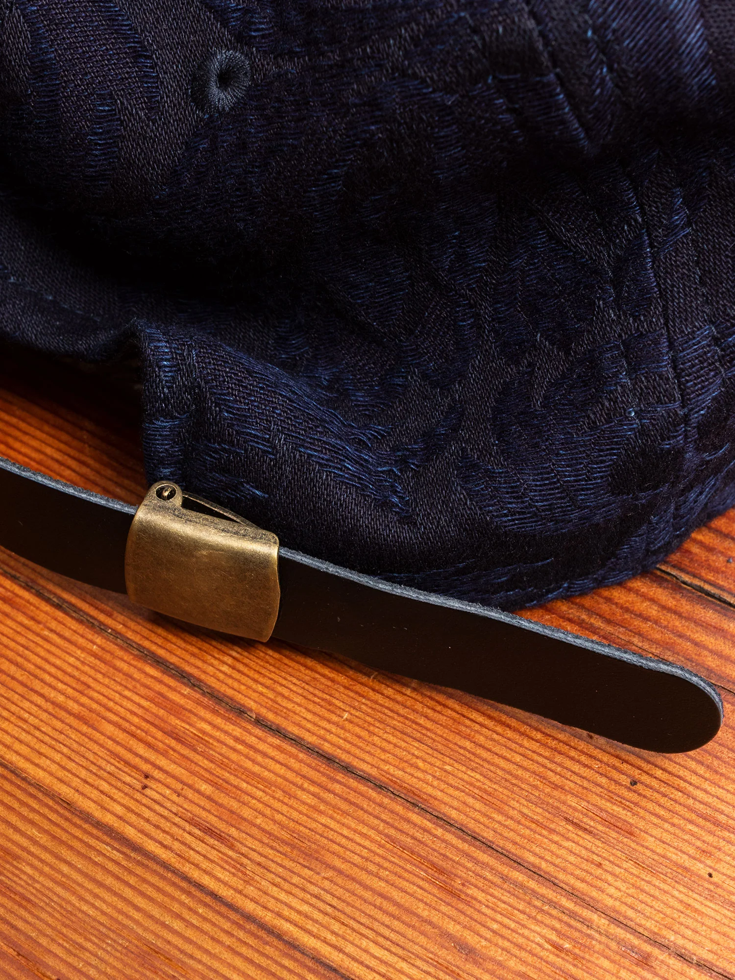 Yarn Dyed Plant Jacquard Baseball Cap in Indigo - Image 5