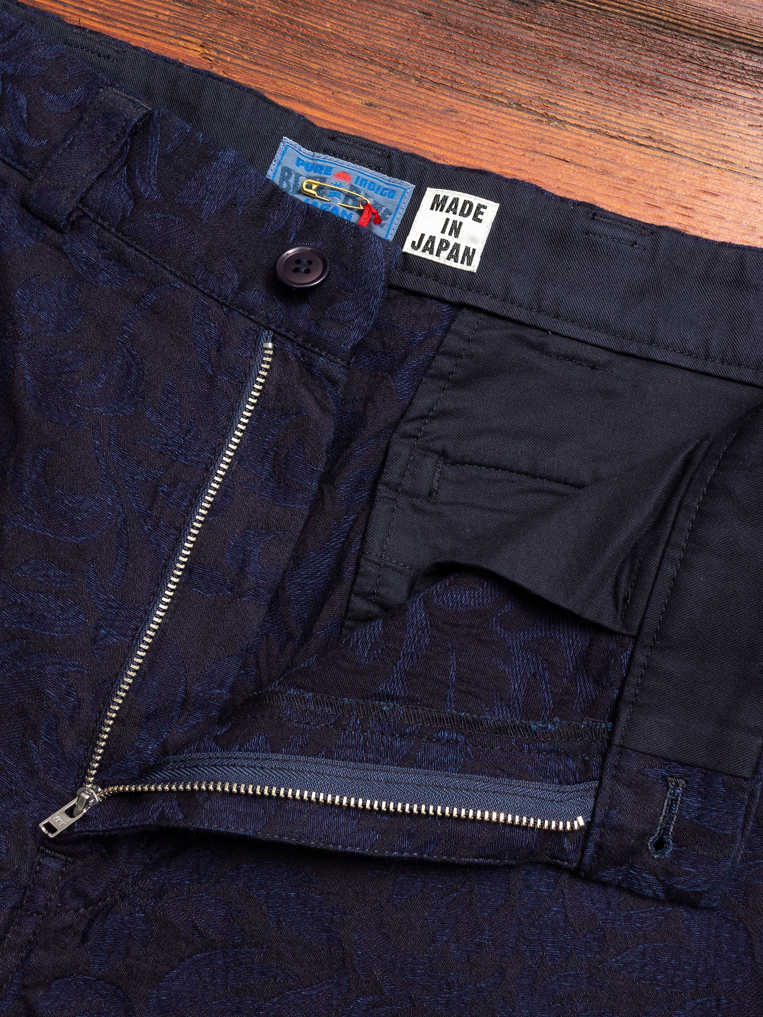 Yarn Dyed Plant Jacquard Trouser in Indigo - Image 5