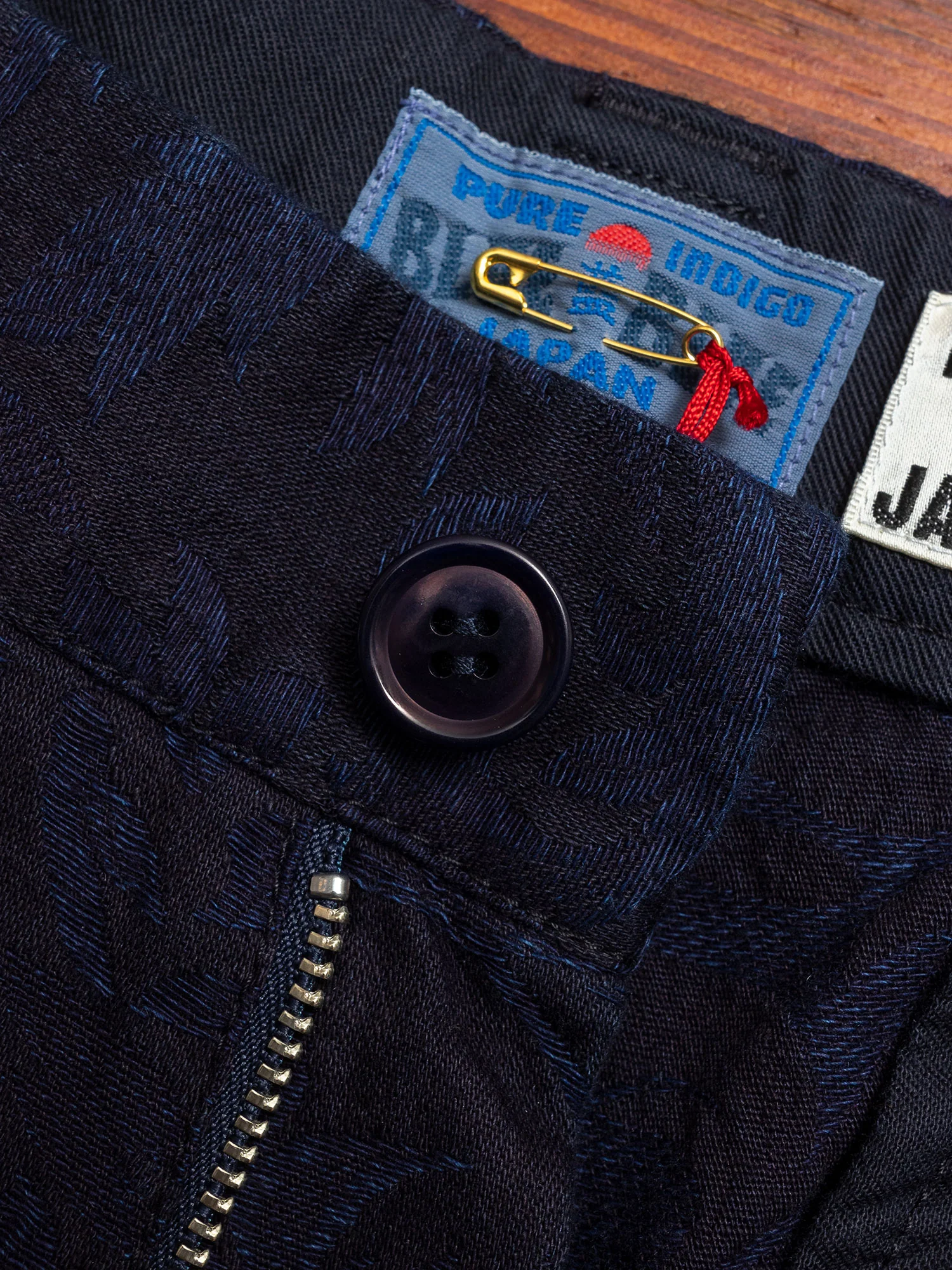 Yarn Dyed Plant Jacquard Trouser in Indigo - Image 6