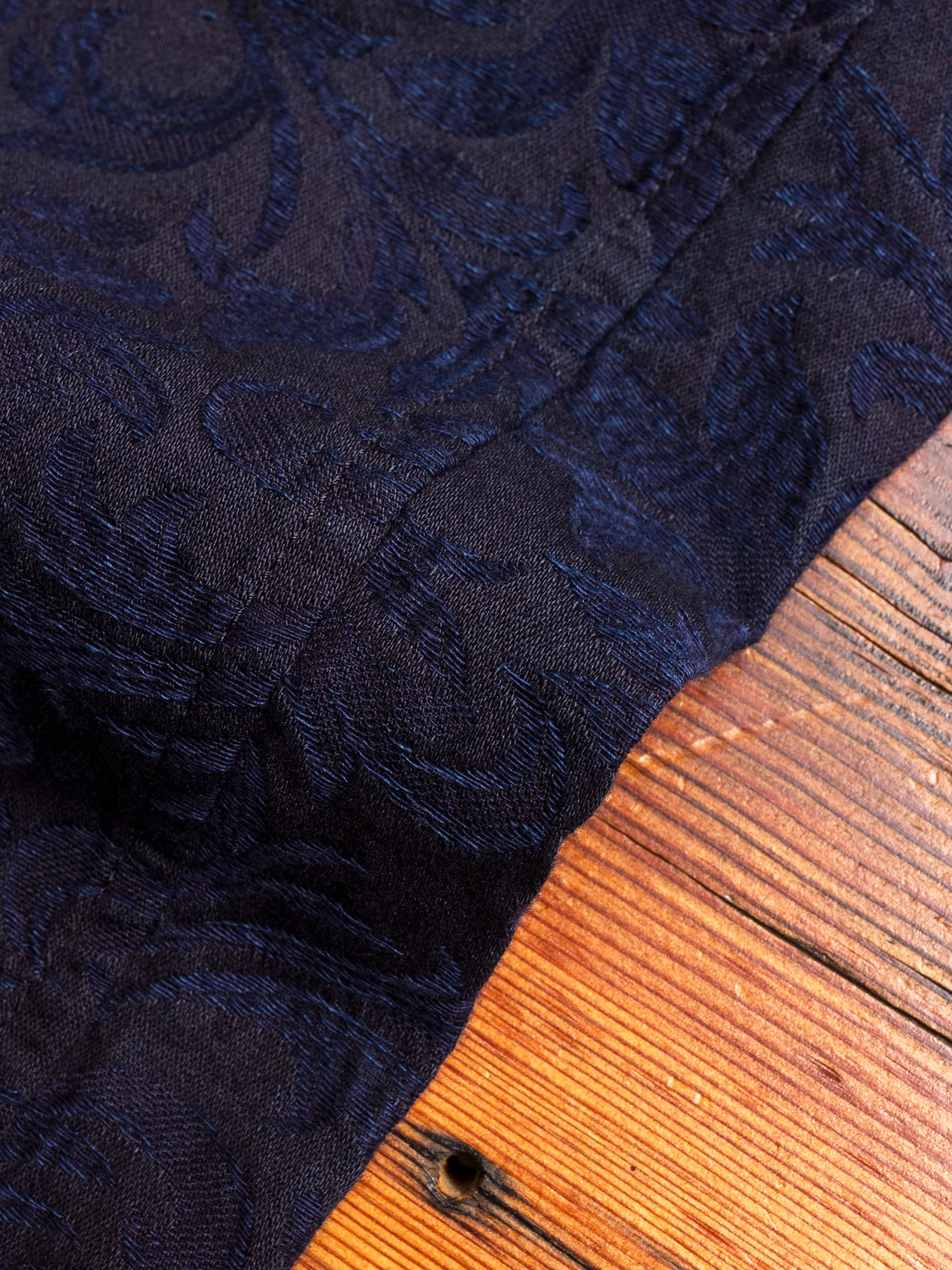 Yarn Dyed Plant Jacquard Trouser in Indigo - Image 7