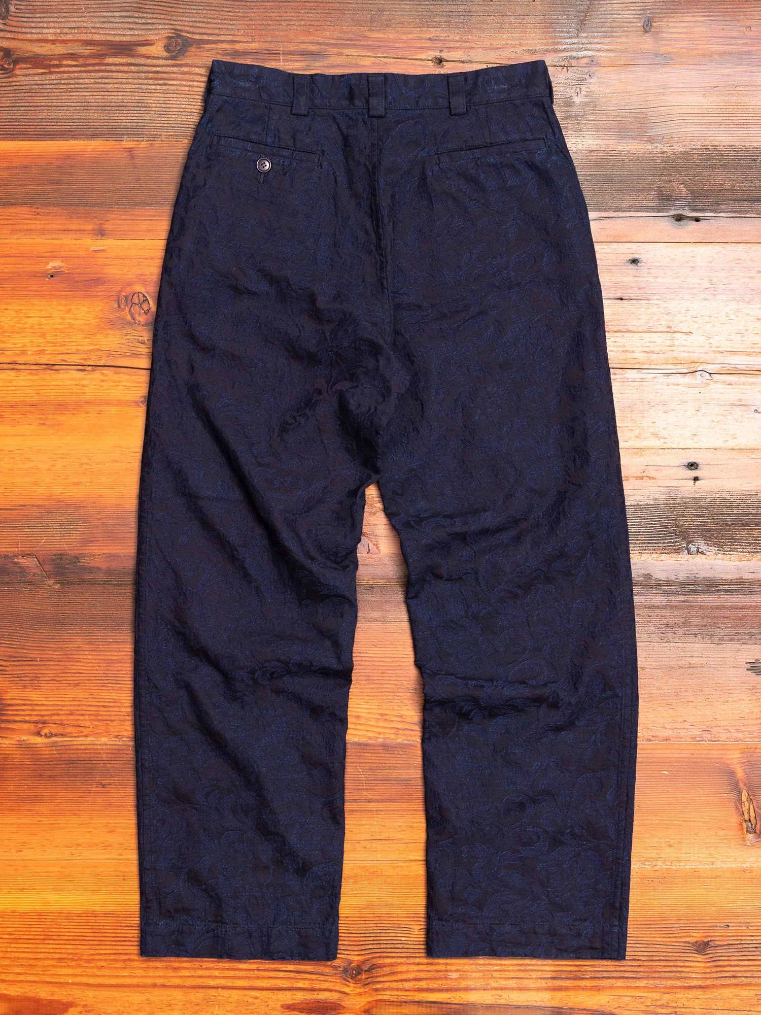Yarn Dyed Plant Jacquard Trouser in Indigo - Image 8