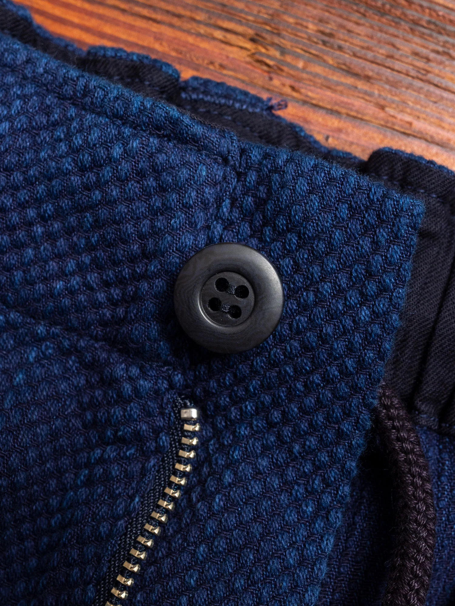 Yarn Dyed Sashiko Work Trouser in Indigo - Image 6